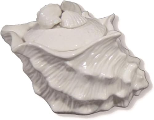 Blue Sky Ceramics Shell Figural Sugar Bowl White, Multi (14894)