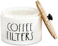1 Pack White Coffee Filter Holder with Bamboo Lid Large Capacity
