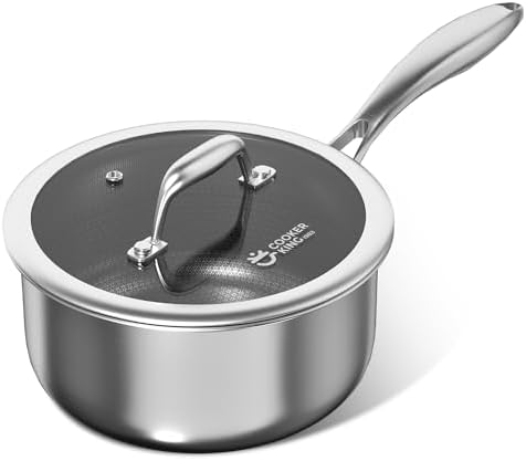 COOKER KING 2 Qt Stainless Steel Saucepan, Small Cooking Pot with Lid