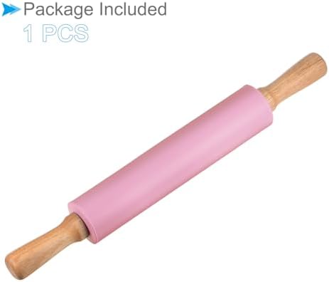 Silicone Rolling Pins, 17" Length, Silicone & Oak Non-Stick Ergonomic
