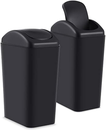 Hoolerry 2 Pcs 3 Gallon Small Trash Can with Lid, Black