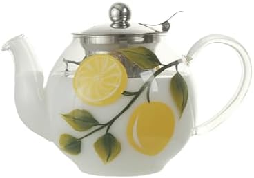 Hand Painted Glass Teapot, 1000ml/35oz, Lemon