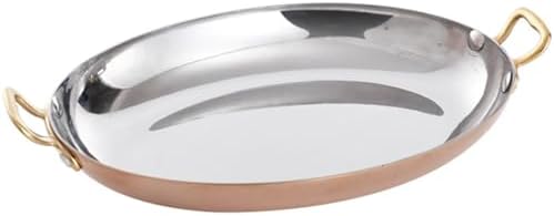 Oval Spanish Paella Pan Stainless Steel Frying Pan with Dual Handle