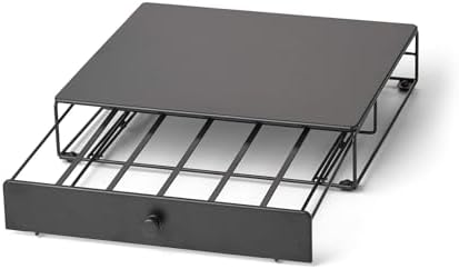 Nifty Coffee Pod Drawer – Compatible with K-Cups, 36 Pod Pack Holder, Non-Rolling, Compact Under Coffee Pot Storage Sliding Drawer, Home Kitchen Counter Organizer, Black