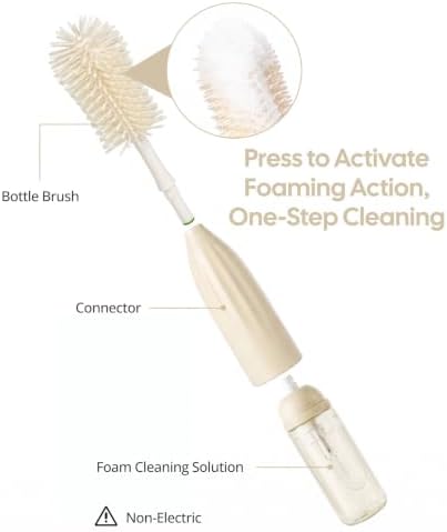 Baby Bottle Brush with Push-Press Foam Design, Silicone Bottle Brush