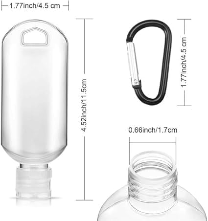 3Pcs Portable Clear Hot Sauce Keychain Bottles, 2oz/50ml Mini