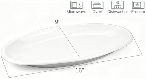 Yesland 2 Pack 16" Porcelain Large Oval Serving Plates, White Oval