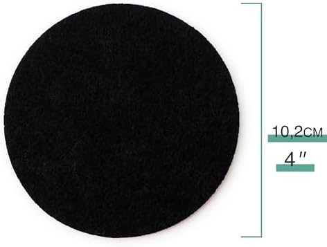Set of 12 Felt Black Drink Coasters 4x4 inches - Round Coaster for