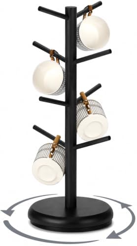 BAMBANG Mug Holder, 360° Rotating Mug Tree Holds 8 Coffee Cups, Space
