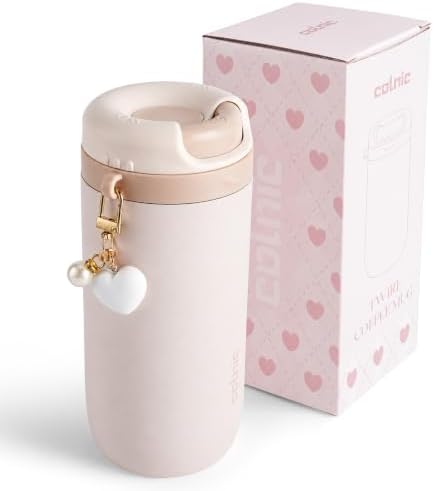 Ceramic Lined Travel Coffee Mug For Women, 15 oz Insulated Coffee
