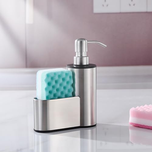 Kitchen Soap Dispenser with Sponge Holder, 12 oz