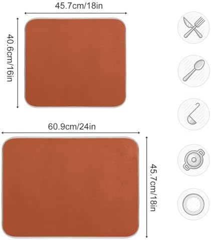 Emelivor Burnt Orange Dish Drying Mat for Kitchen Counter Absorbent