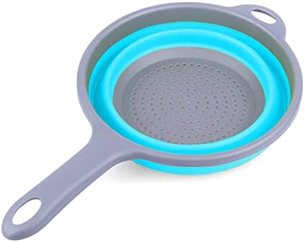 Kitchen Foldable Silicone Strainer Colanders with Handles, Blue