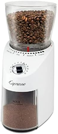 Capresso Infinity Plus Conical Burr Grinder, Shiny White