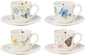 Lenox 897806 Butterfly Meadow Espresso Cup & Saucer, Set Of 4, Service