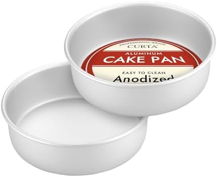 CURTA 10 Inch Round Cake Pan, 10x3 inch 2 Set Anodized Aluminum Round