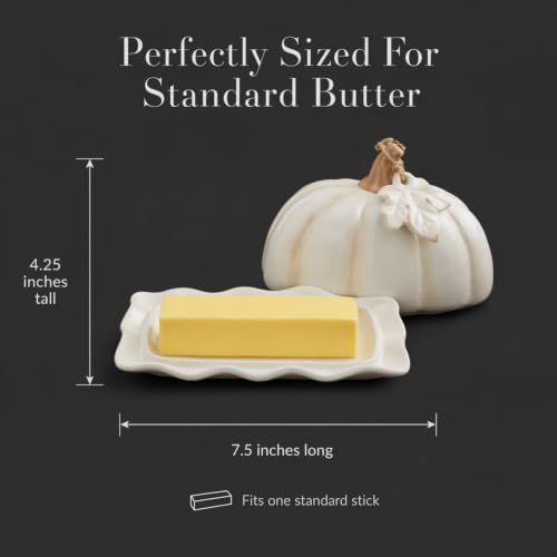 Mud Pie Pumpkin Butter Dish With Lid, Fall and Thanksgiving Butter