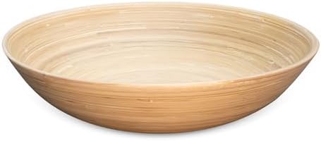 LEXA 14" Handmade Bamboo Salad Bowl – 130 oz Large Wooden Fruit Bowl