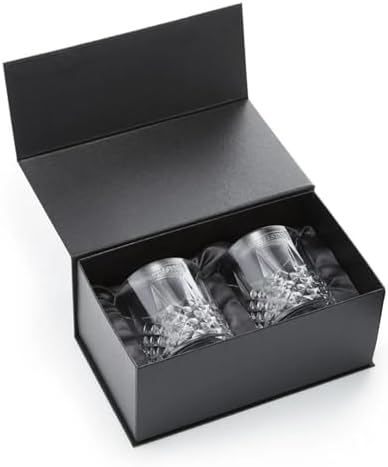 Bartesian Diamond Etched Lowball Glasses - 10.5 Oz Short Low Ball