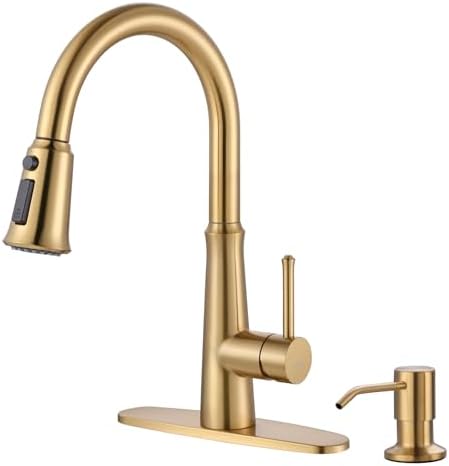 WOWOW Gold Stainless Steel Pull-Down Kitchen Faucet