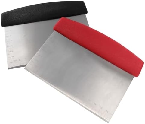 PRETYZOOM Stainless Steel Dough Scraper with Measuring Scale 2-Piece