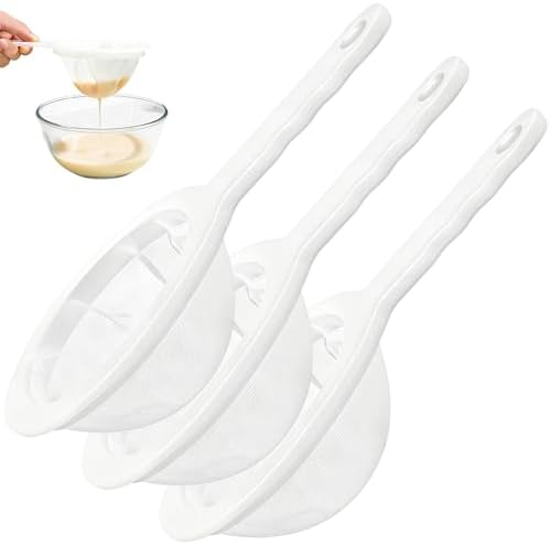 3 PCS Ultra-Fine Nylon Mesh Strainer - 100/200/300 Mesh Plastic Sieve