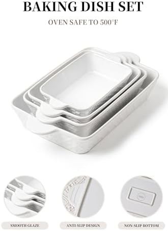 FOBENTA Casserole Dishes for Oven - Ceramic Bakeware Sets of 4