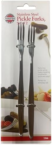 Norpro 8" Long Handle Stainless Steel Pickle Forks, Set of 2