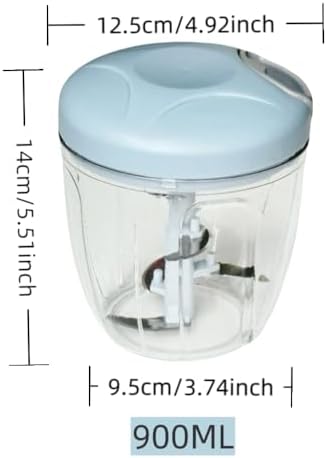 Manual Food Chopper 30oz Pull String Vegetable Cutter with 5 Blades