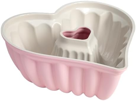 Paris Hilton Heart Shaped Fluted Cake Pan, Cast Aluminum with Clean