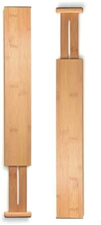 Ulalaza 2 Pcs Bamboo Drawer Dividers Spring Adjustable & Expandable
