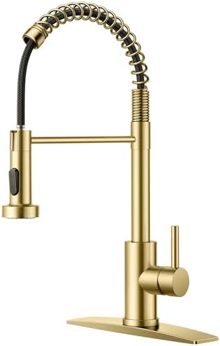FORIOUS Gold Pull-Down Kitchen Sink Faucet