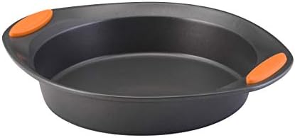 Rachael Ray 55673 Nonstick Bakeware Set with Grips includes Nonstick Bread Pan, Baking Pans and Cake Pans - 5 Piece, Gray with Orange Grips