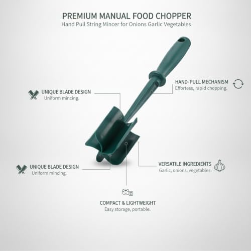 Effortless Veggie Prep: Manual Pull-String Food Chopper for Onions &