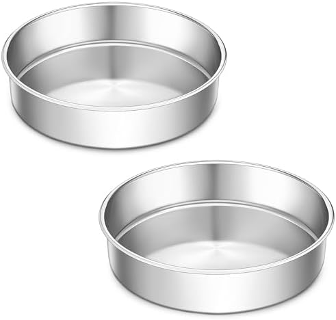 LIANYU 9 Inch Round Cake Pan Set of 2, Stainless Steel Layer Pan for