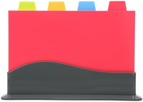 Plastic Cutting Board Set, 4 Color Coded Boards with Stand for Kitchen