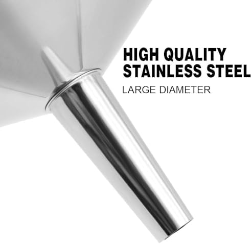 Stainless Steel Large Funnel, 7.9 Inch with Detachable Strainer for