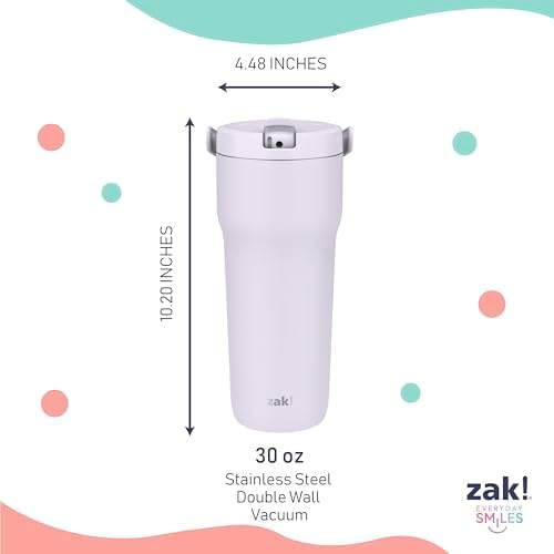 Zak Designs Sutton Travel Tumbler for On the Go, 30oz Stainless Steel
