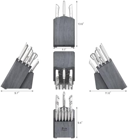 Cangshan OLYMPUS 17-Piece Knife Block Set, Gray Wood