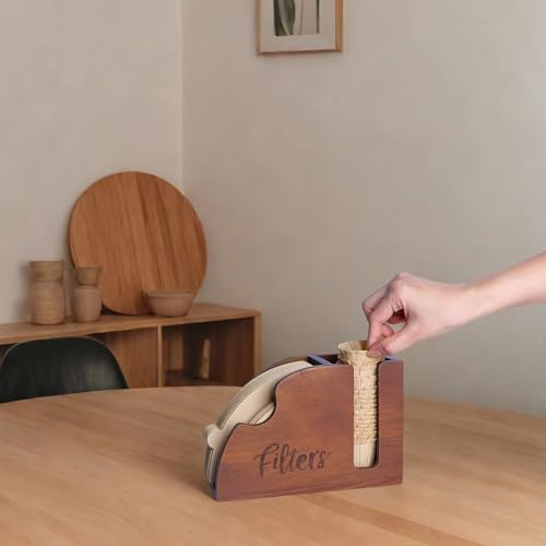 LBEMEY Acacia Wood Coffee Filter Holder - V60 Size 01 & 02 Cone Coffee