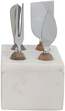 Modern Stainless Steel Cheese Servers with Wood Handles and Marble