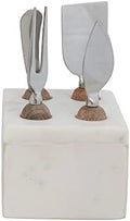 Modern Stainless Steel Cheese Servers with Wood Handles and Marble