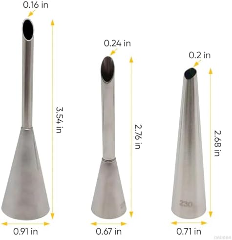 Filling Piping Tip Set, 3 Donut, Eclair & Cream Puff Nozzles