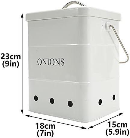 Onion Storage Bin, Metal Storage Tin with Aerating Holes - Kitchen