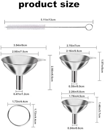 3Pcs Stainless Steel Funnel Set (Large/Medium/Small) – Food Grade