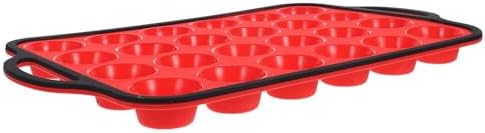 Xmas Mini Muffin Silicone Mold 24 Cup Red Iron Pan Non Stick Tray