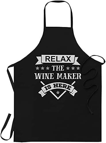 Relax wine maker Is Here Black Apron - Apron One size fits all