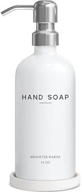 White Glass Hand Soap Dispenser Bathroom Set by Brighter Barns