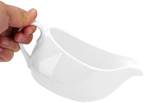 Yesland 2 Pcs 15 oz Gravy Boat, Ceramic White Easy-Pour Gravy Boat for
