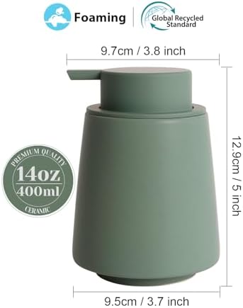 INGOFIN Ceramic Foaming Soap Dispenser -14 oz Foam Hand Soap Dispenser